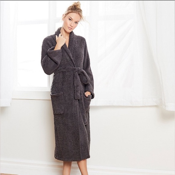 Barefoot Dreams Unisex Plus Size Cozy Chic Dark Brown Wrap Long Robe Size 1X - Picture 1 of 8